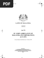 Act 74, St. John Ambulance of Malaysia (Incorporation) Act 1972