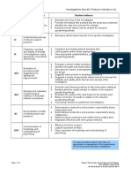 investigations specific features indicators list