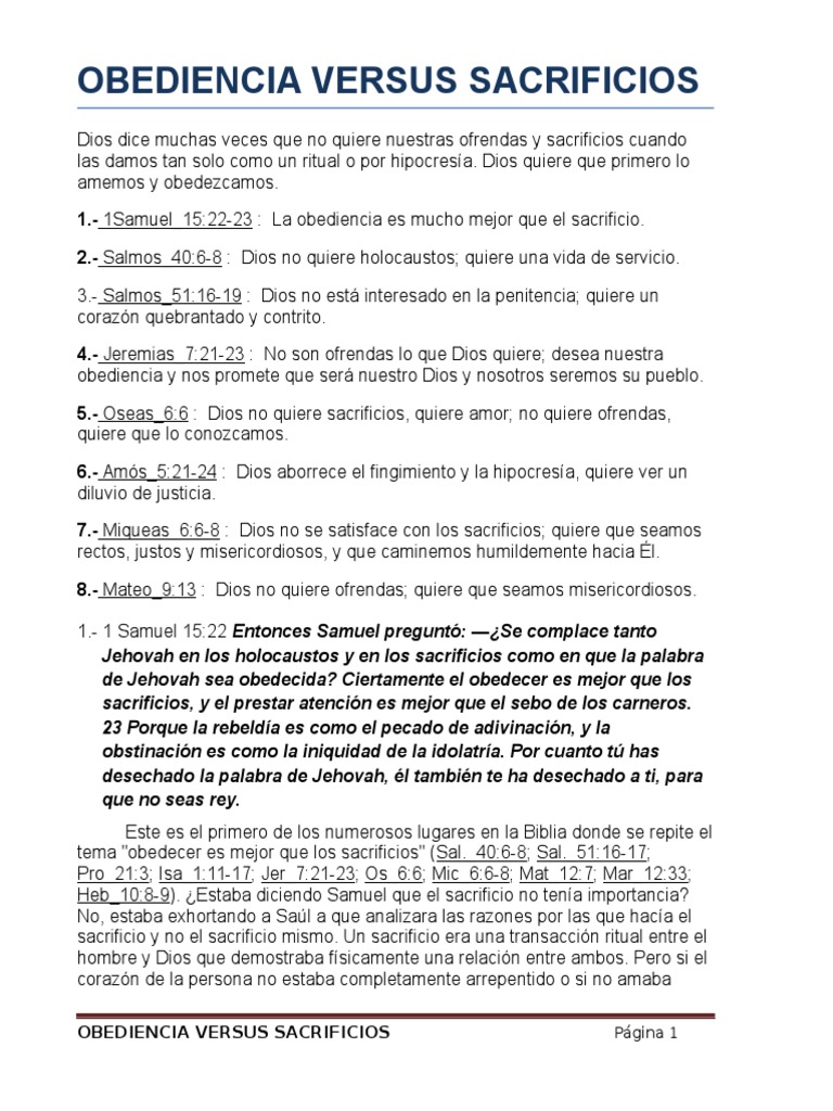 Obediencia Versus Sacrificios