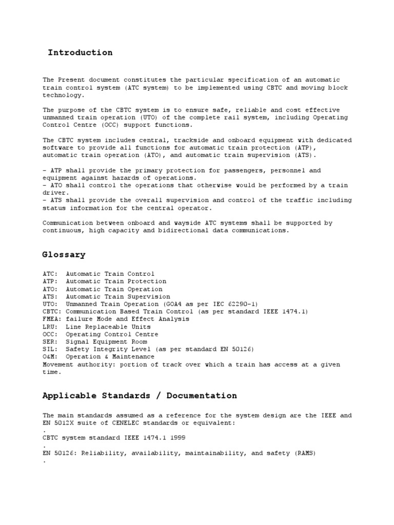 CBTC Automatic Train Control System Overview | PDF | Train | Train Station