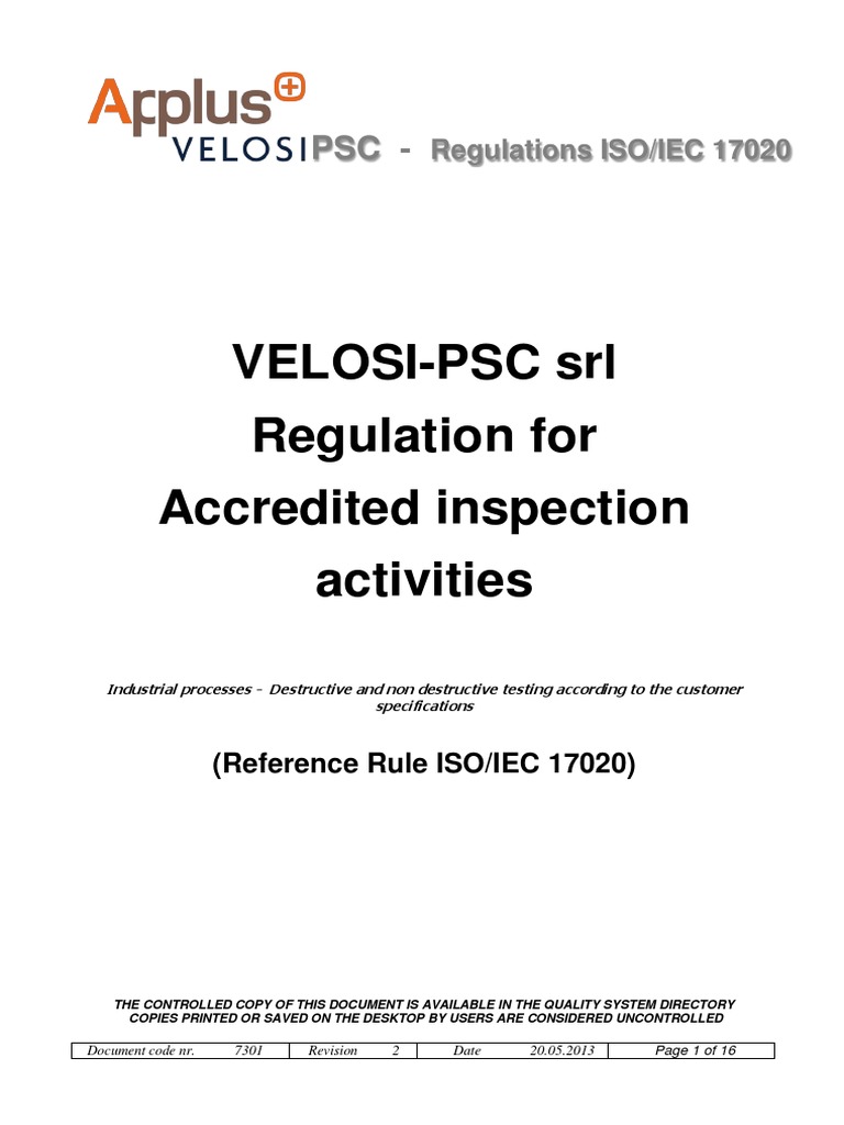 Regulations ISO-IEC 17020 - Rev - 02 PDF | Metrology | Quality ...