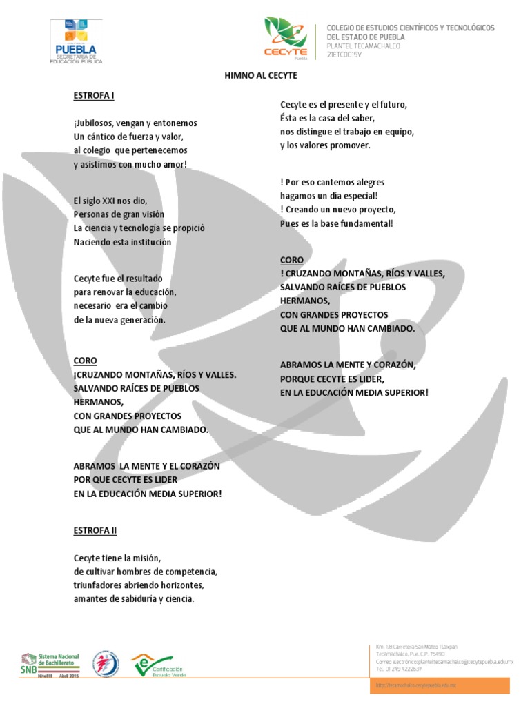 Himno al Cecyte: Letra y Significado | PDF
