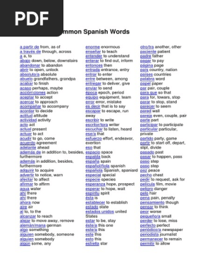 1000 Most Common Spanish Words