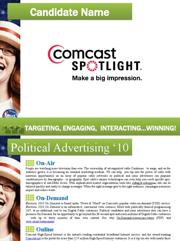 Comcast Political Advertising PDF Video On Demand Advertising