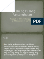 Mga Uri NG Dulang Pantanghalan Macbeth at Pokus NG Pandiwa