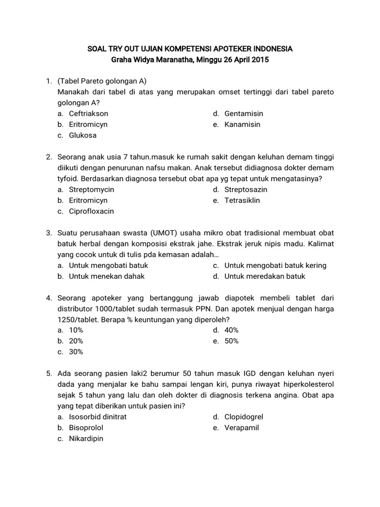 Contoh Soal Try Out UKAI Nasional 2015