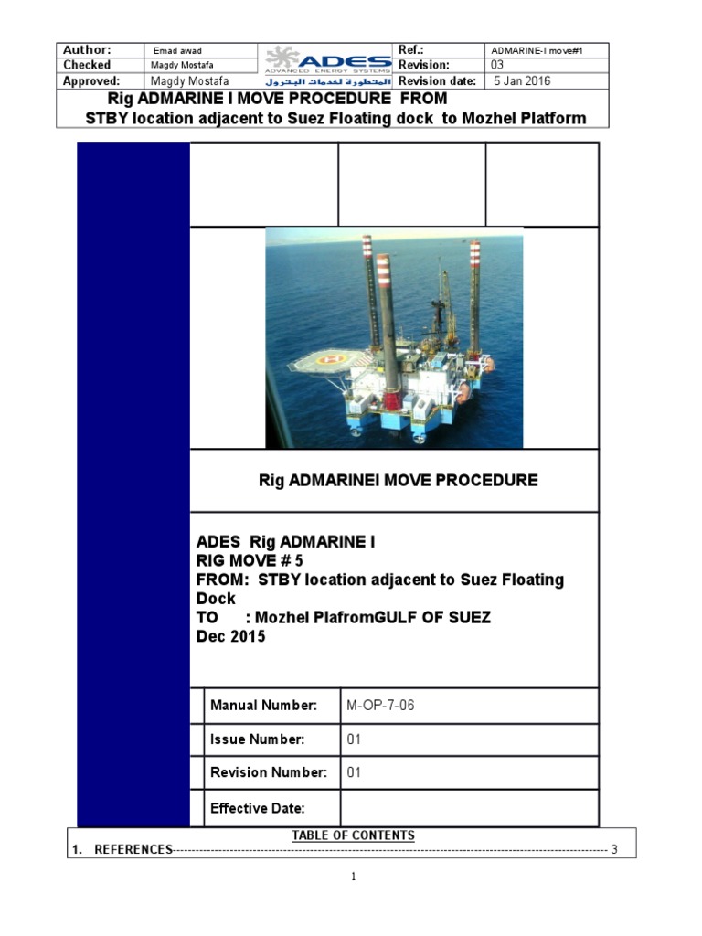 ADMI Move 6procedure (Rig Move4) To Mozhel PFrev3 | PDF | Wound | Suez ...