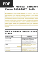 Download List of Medical Entrance Exams 2016 by DONBOR SHISHA POHSNGAP SN298388908 doc pdf