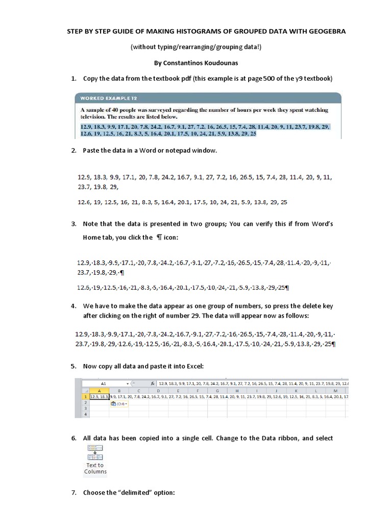 Creating Histograms in GeoGebra | PDF | Spreadsheet | Histogram