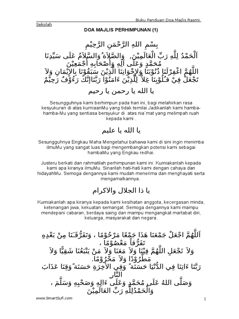 Doa Doa Majlis Rasmi Sekolah Pdf