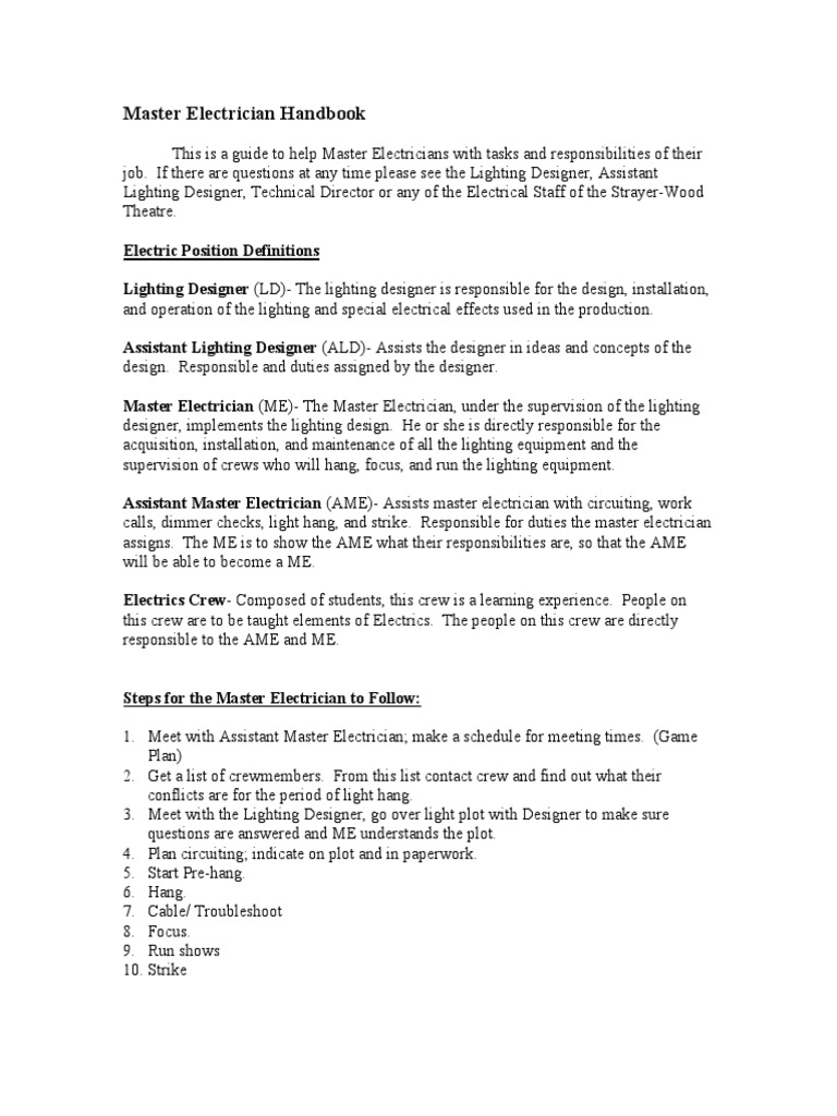 Master Electrician Handbook PDF