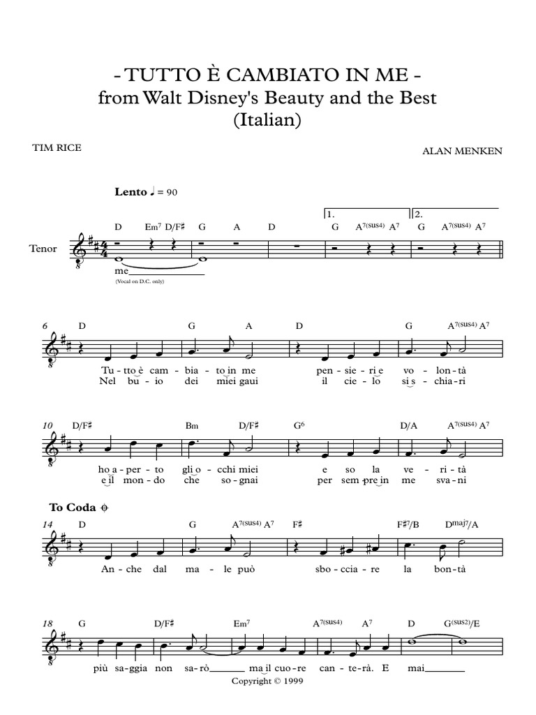 La Bella E La Bestia Canzone Italiano