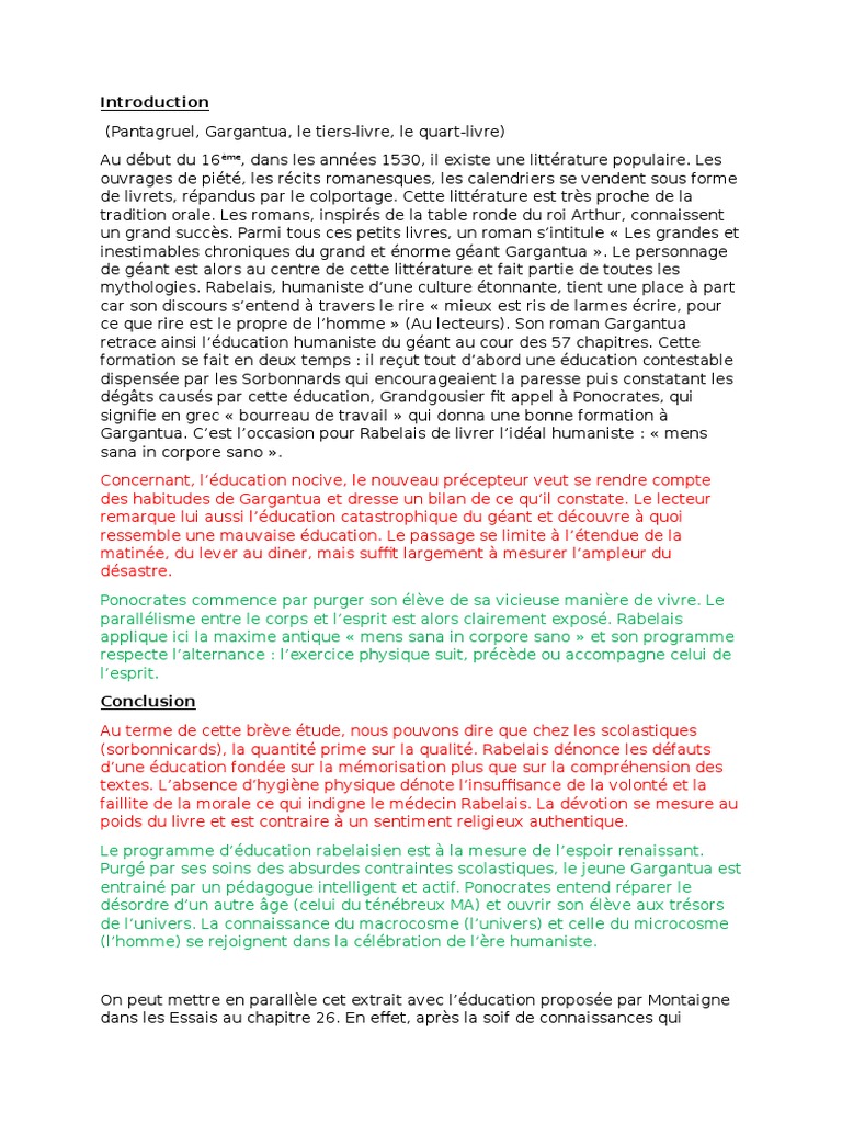 Dissertation Rire Et Savoir Gargantua Intro Gargantua | PDF | Science | Sciences philosophiques