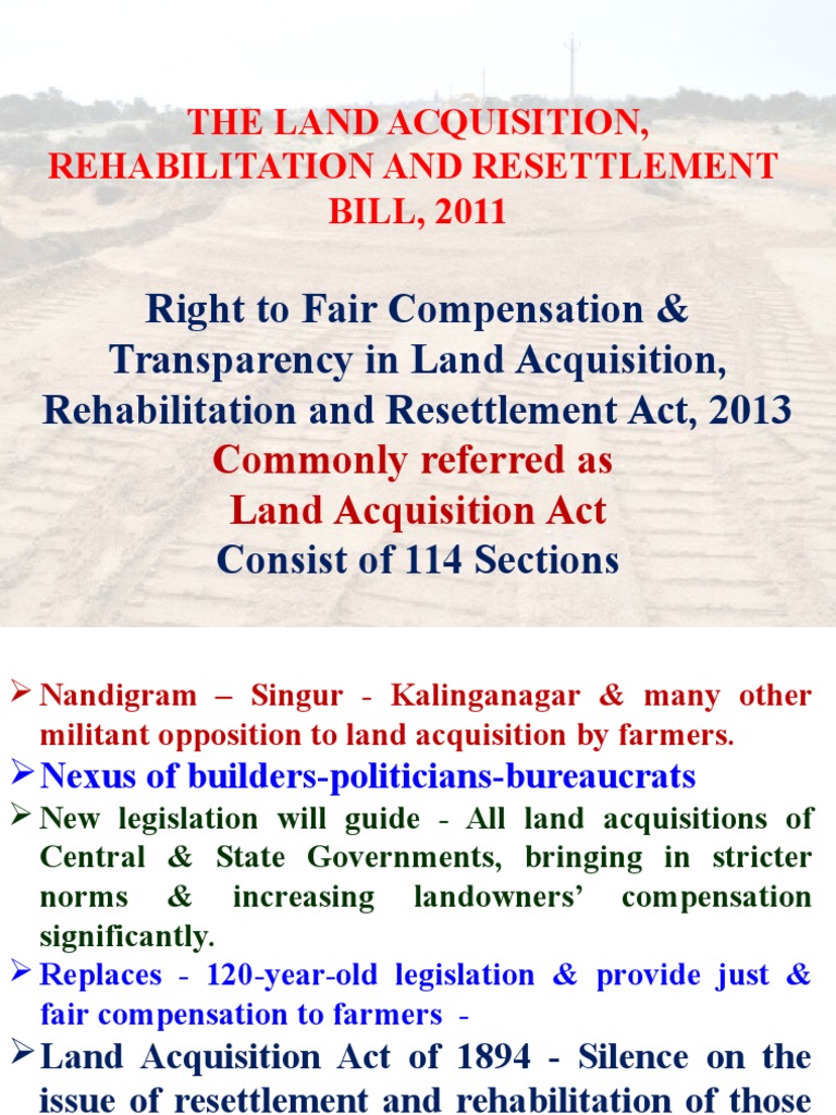 Land Acquisition and R&R Act 2013 Overview | PDF | Eminent Domain ...