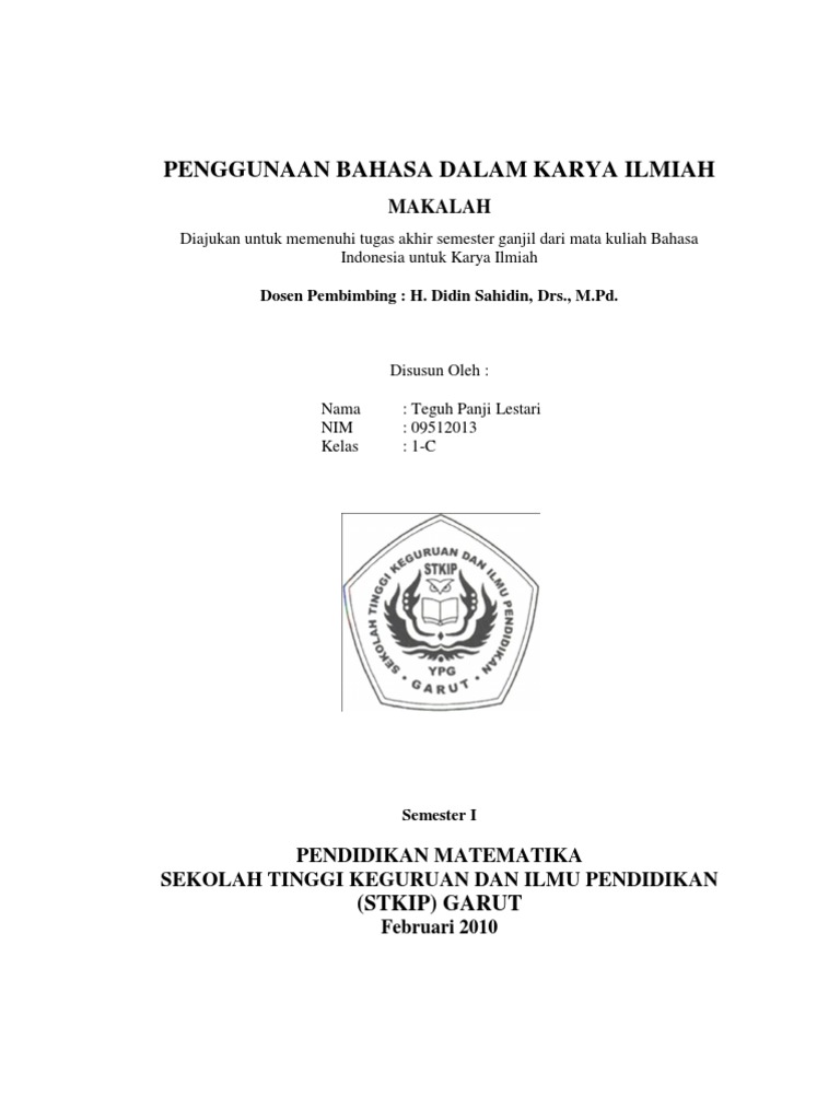 Penggunaan Bahasa Dalam Karya Ilmiah