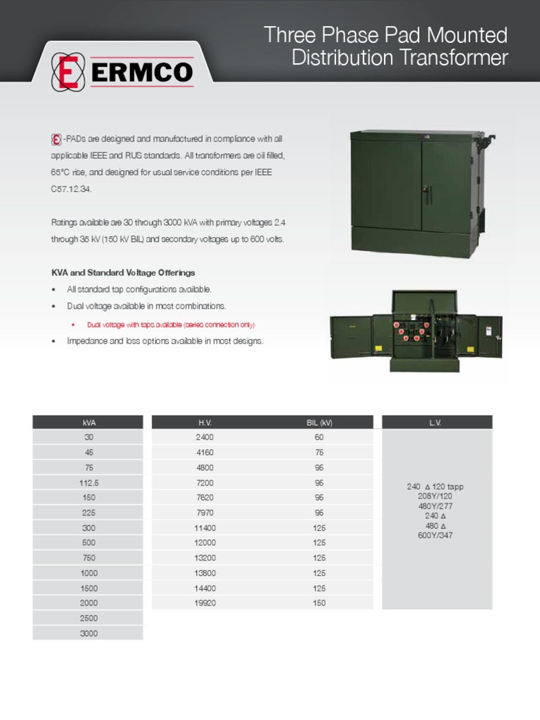 Three Phase Pad Mounted Transformer Specs | PDF | Transformer ...