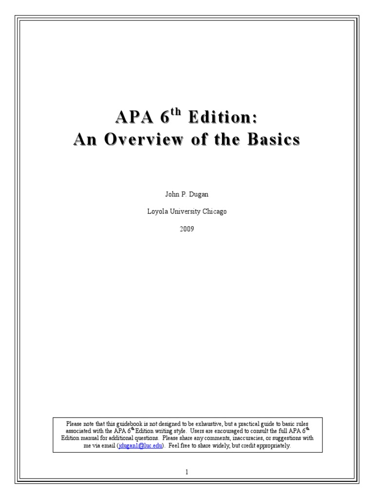 APA 6th Edition Guide PDF Citation Bracket
