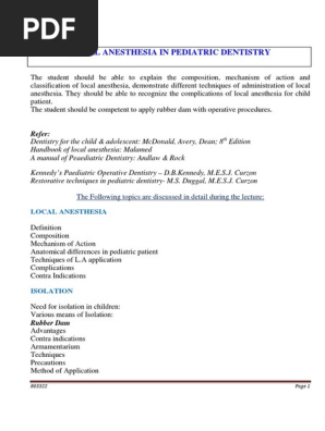 2. Local Anesthesia Isolation in Ped Dent