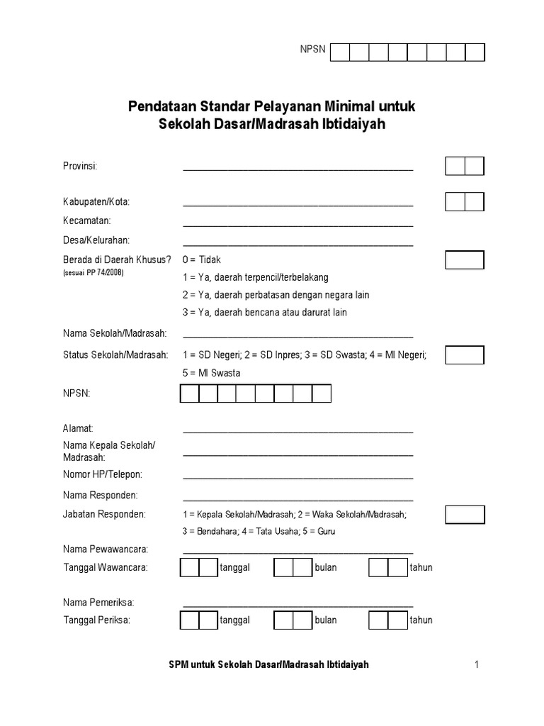 Kuesioner SDMI Revised Bogor - Final | PDF