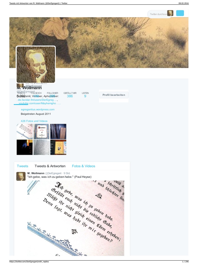 M Wollmann DerEgregant Auf Twitter [31 10 2013 8 2 2016] Tweets Mit Antworten