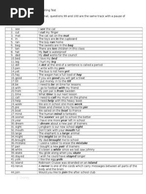 schonell spelling test  sentences