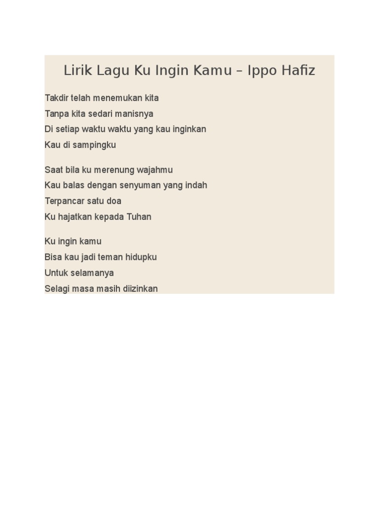 Lirik Lagu Ku Ingin Kamu Pdf