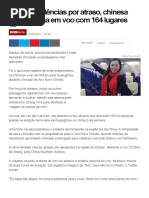 Após Desistências Por Atraso, Chinesa Viaja Sozinha Em Voo Com 164 Lugares - BBC - UOL Notícias
