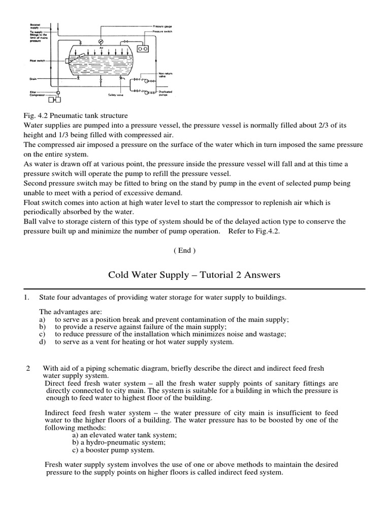 Cold Water Supply - Tutorial 2 Answers | PDF