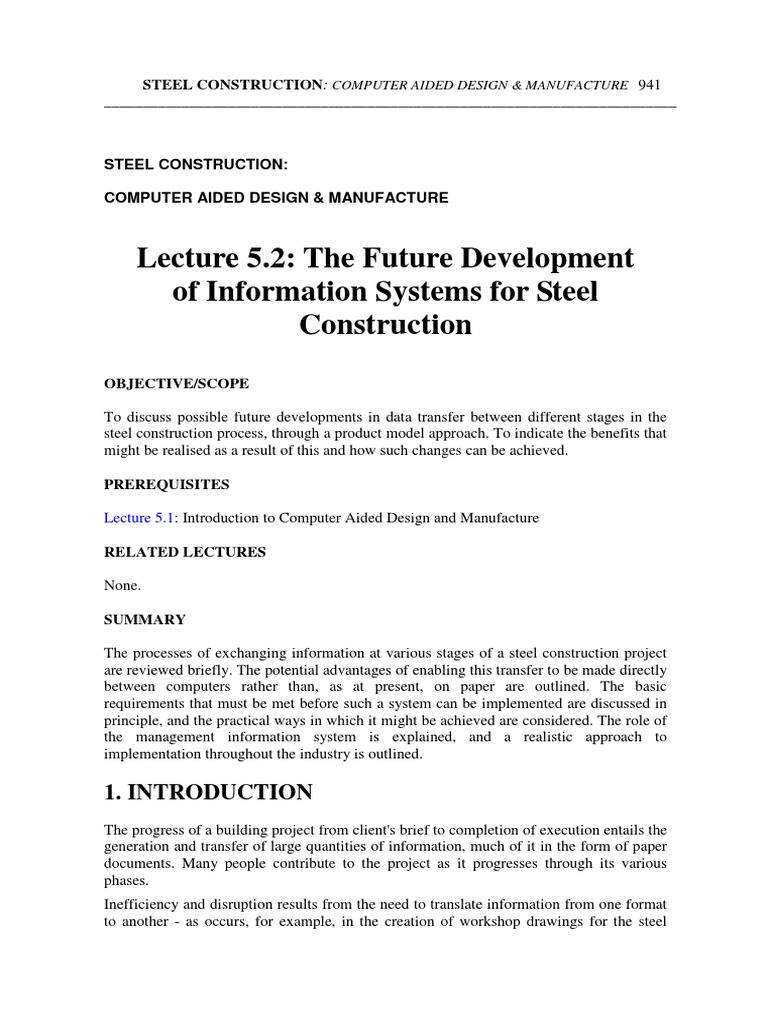 The Future Development of Information Systems For Steel Construction ...