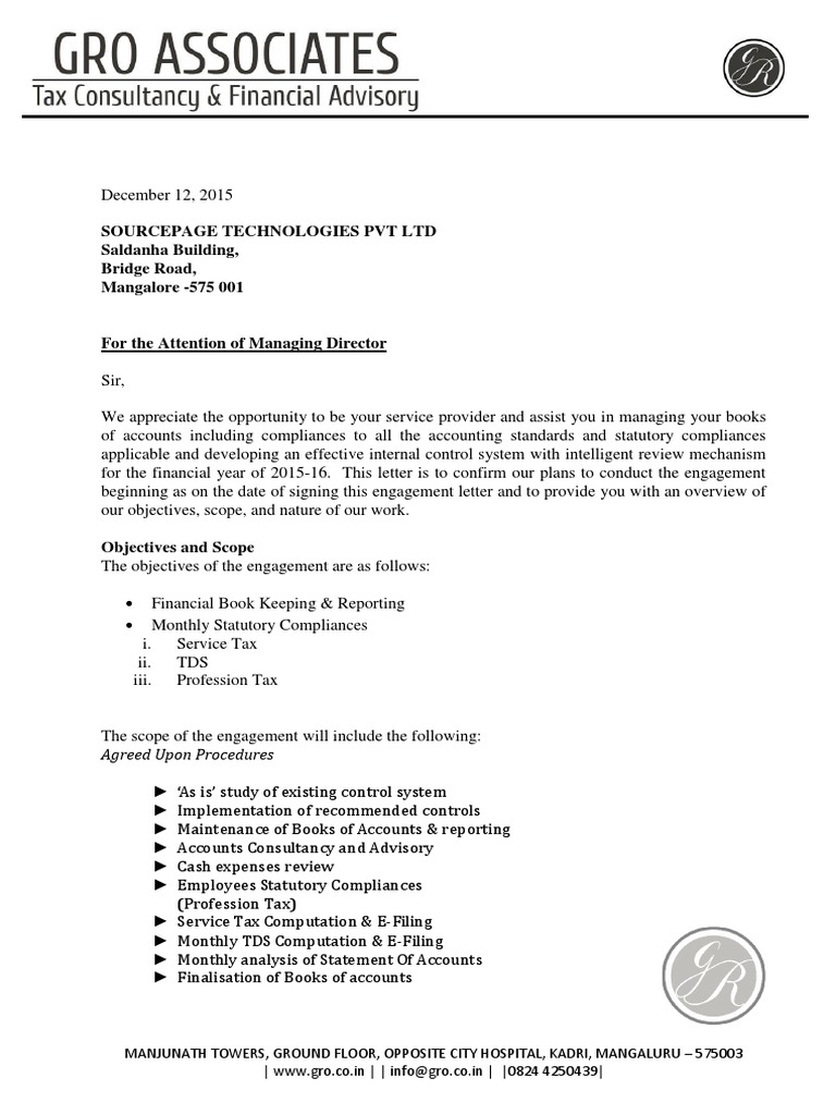 Engagement Letter Economies Business