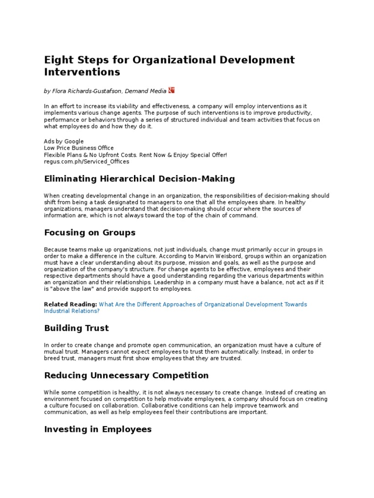 Eight Steps in Organizational Development | PDF | Organization ...