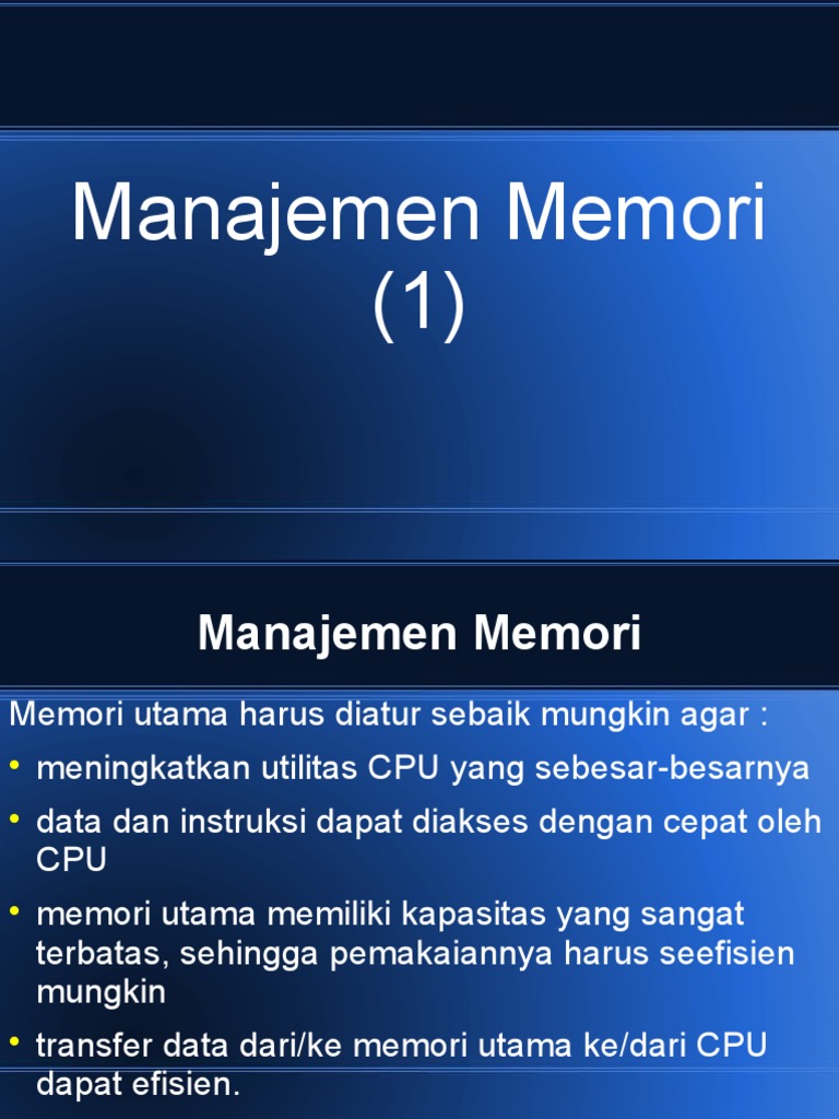 Manajemen Memori Komputer | PDF | Karier & Perkembangan | Komputer