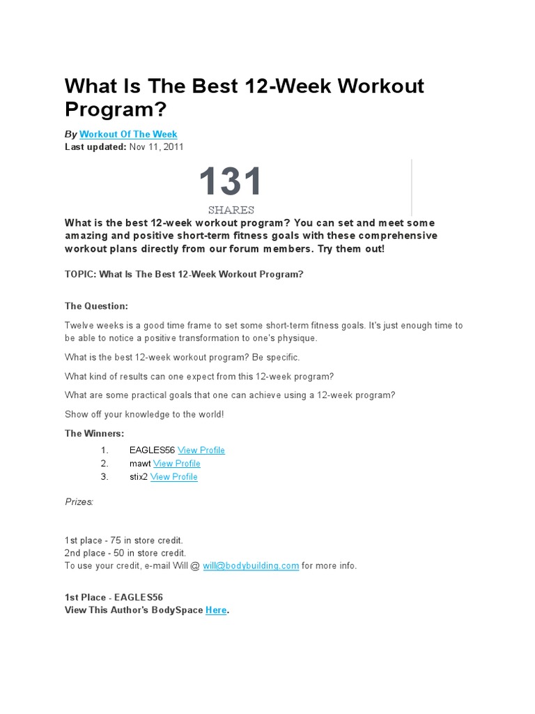 12 Week Program | PDF | Strength Training | Physical Exercise