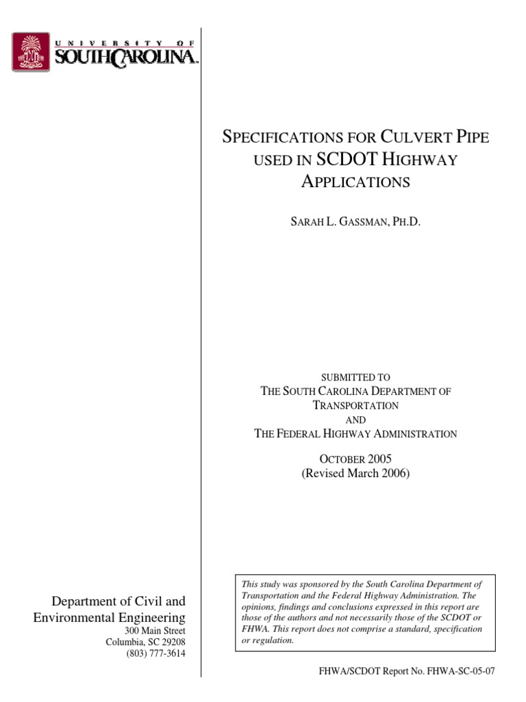 SCDOT Culvert Pipe Specifications Guide | PDF | Pipe (Fluid Conveyance ...