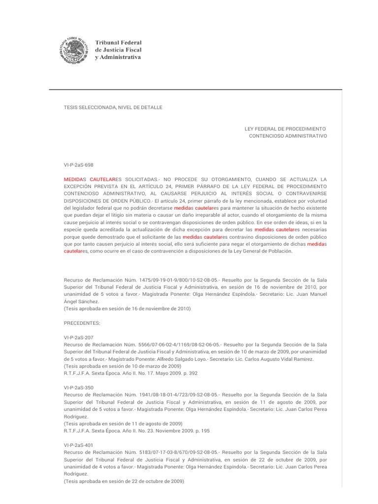 Sistema de Consulta de Tesis y Jurisprudencia Del Tfjfa. Listado de