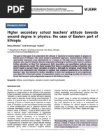 Higher secondary school teachers' attitude towards second degree in physics