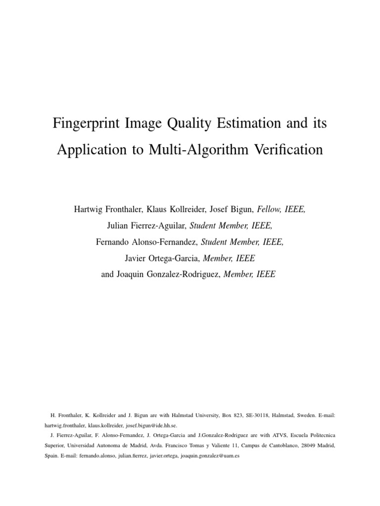 Fingerprint Quality Assessment Methods | PDF | Biometrics | Fingerprint