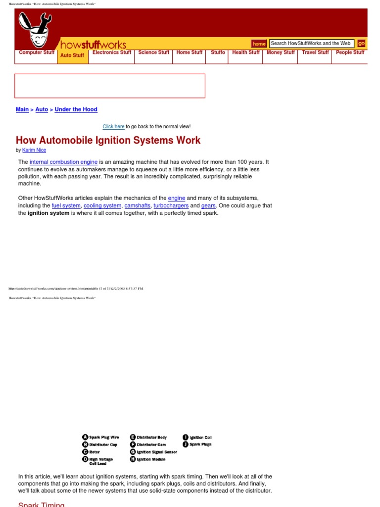 How Automobile Ignition Systems Work PDF Ignition System Distributor