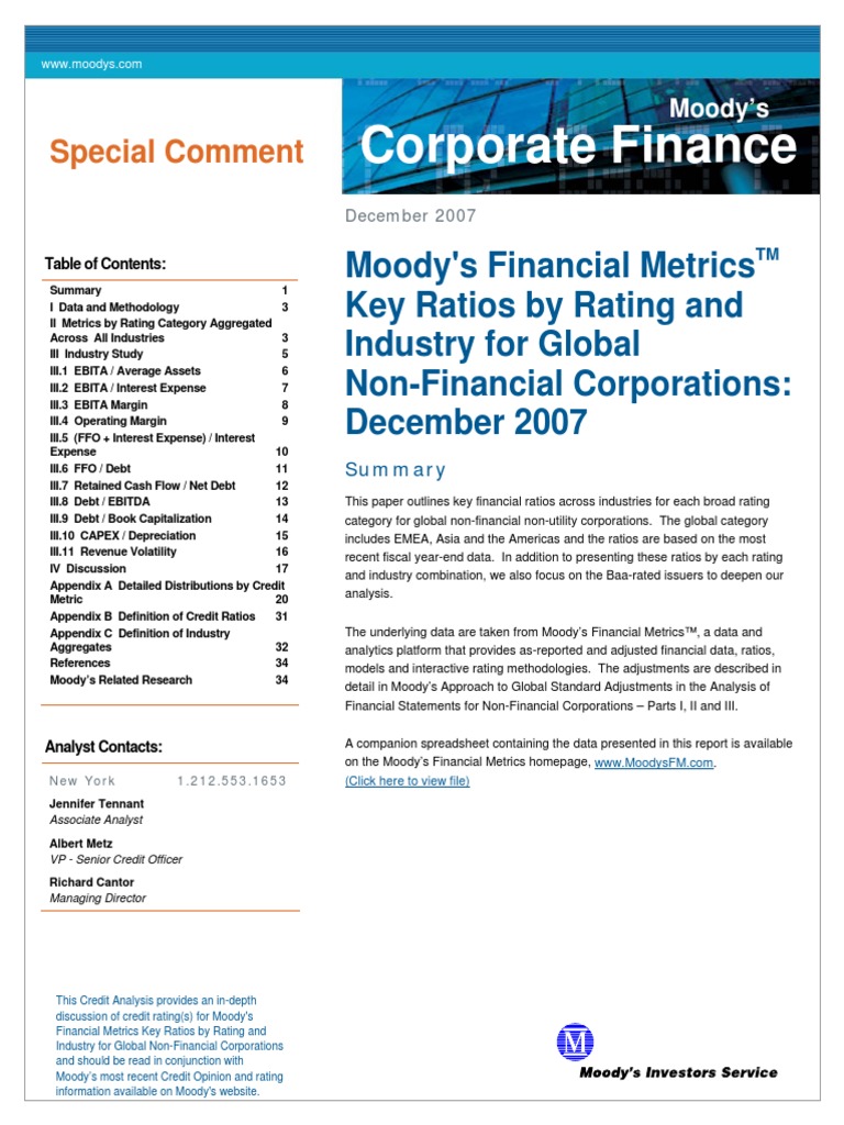 Moody's Financial Metrics 2007 PDF Moody's Investors Service Bond