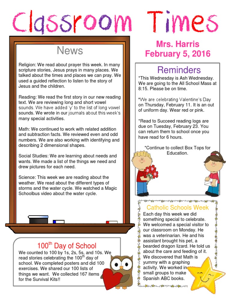 Classroom Updates and Events Summary | PDF