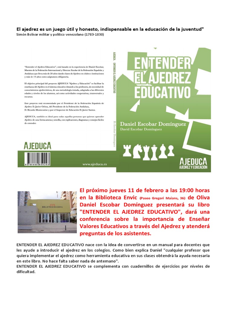 Aprendiendo El Ajedrez Educativo | PDF | Ajedrez | Maestros