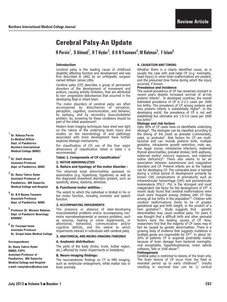 Cp Update Cerebral Palsy Physical Therapy