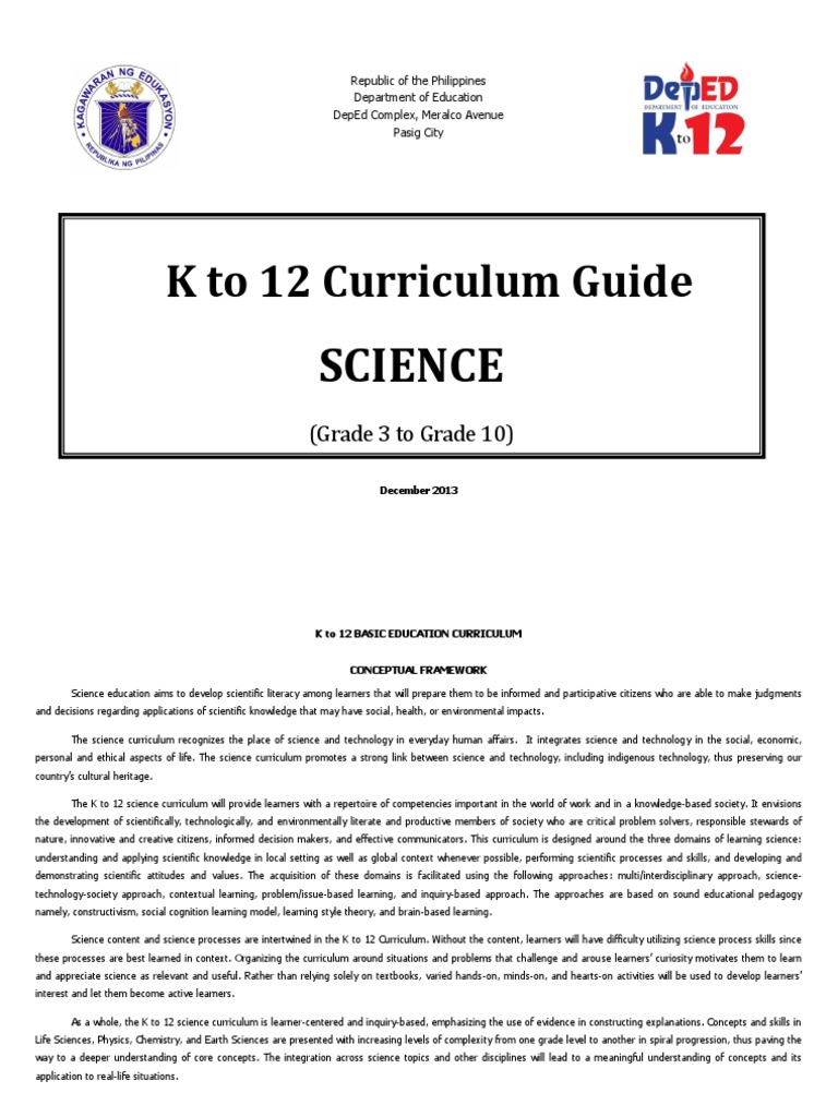 k to 12 Science Curriculum Guide Force Chemical Bond