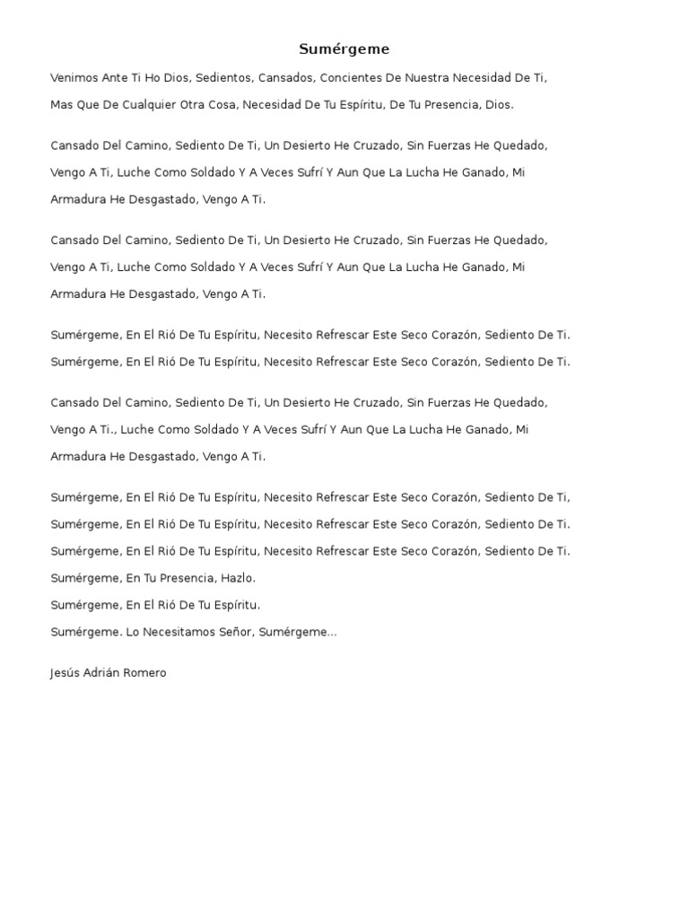 Partituras Sumérgeme - Jesus Adrian Romero (Partituras) | PDF