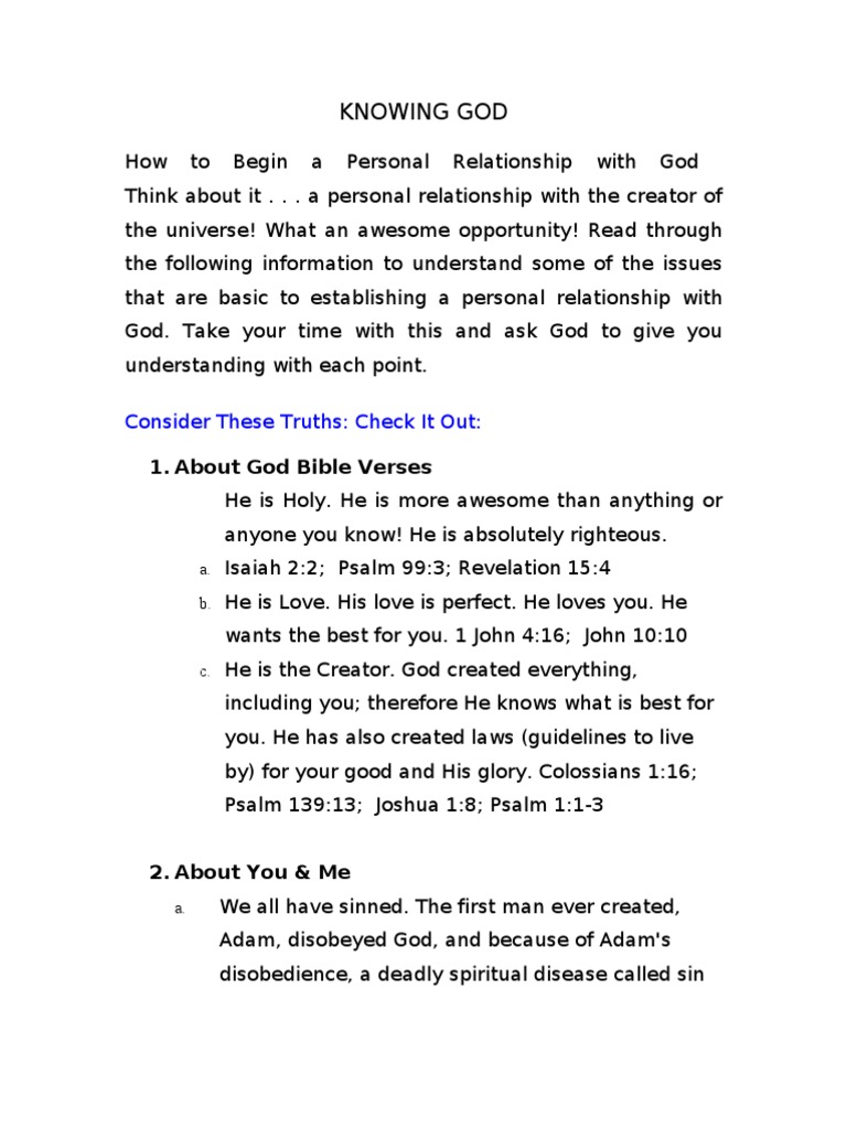 Start Your Personal Relationship with God | PDF | Epistle To The Romans ...