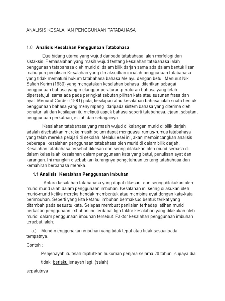 Analisis Kesalahan Penggunaan Tatabahasa Pdf