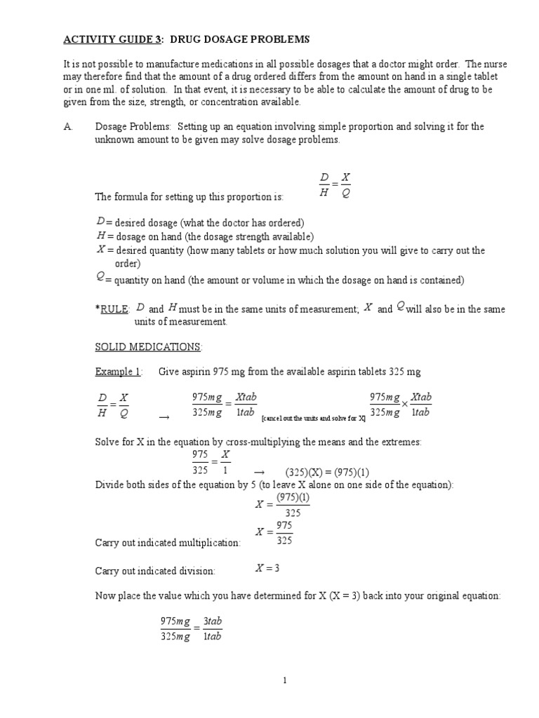Drug Dosage Calculation Guide | PDF | Dose (Biochemistry) | Chemistry