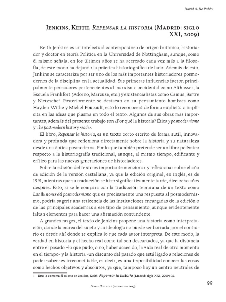 Repensar la Historia según Keith Jenkins | PDF | Historiografía | Verdad