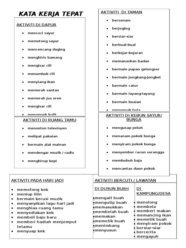 Senarai Kata Kerja Pdf