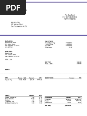 View PDF Form Paycheck